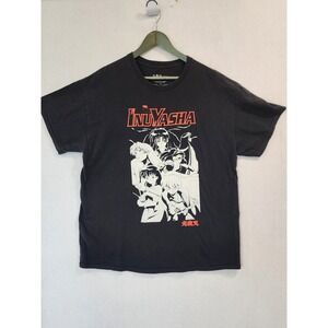 Inuyasha Anime Graphic T-Shirt Mens XL Black Short Sleeve Rumiko Takahashi 2009